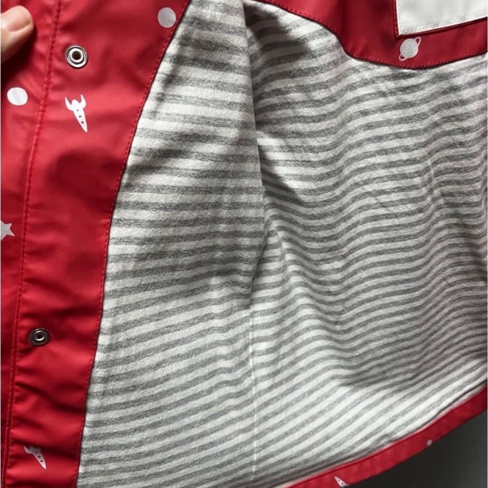 Mini Boden Red Space-Print Hooded Raincoat - Picture 6 of 8